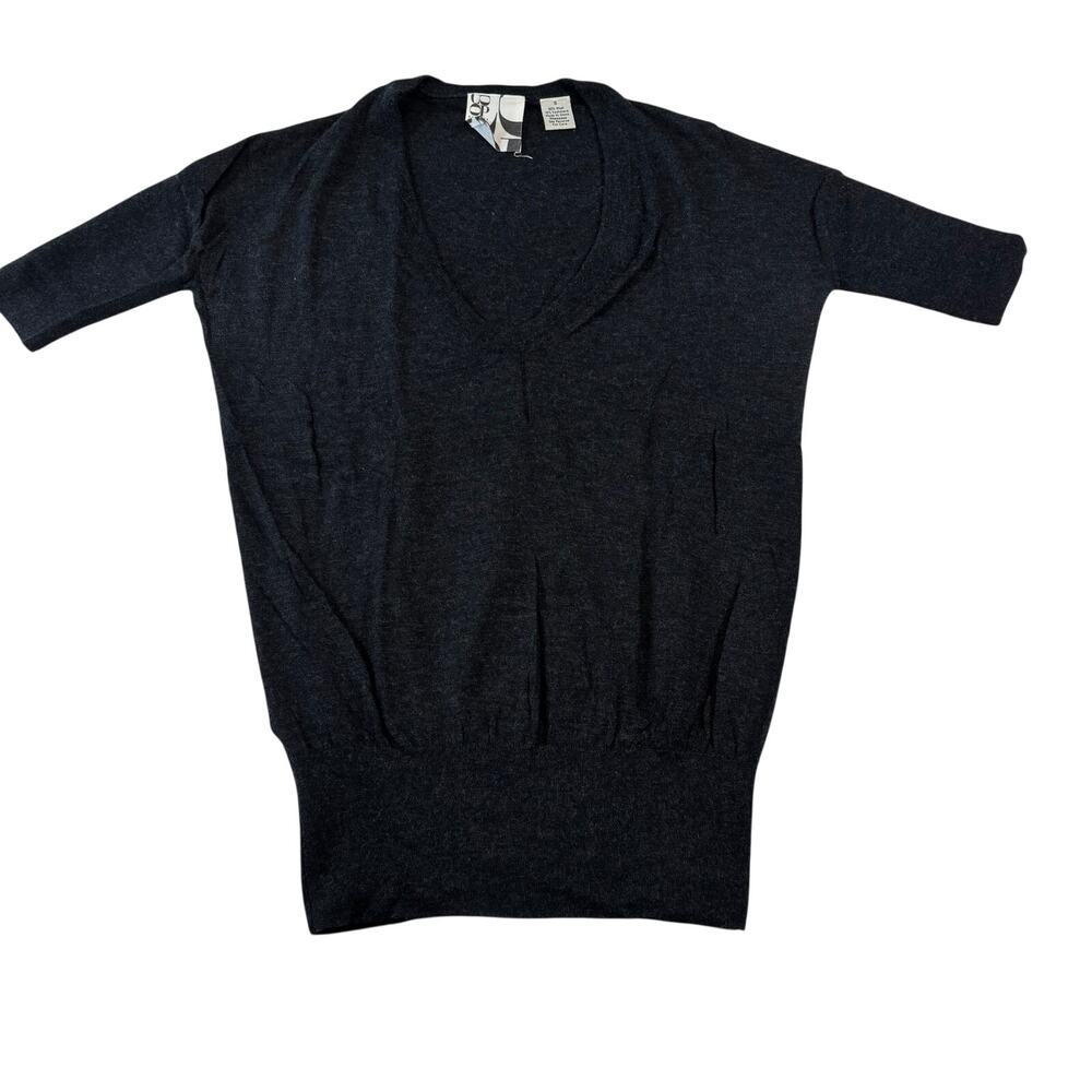 Barneys New York Black Wool Cashmere V-Neck T-Shirt Sweater Womens Size S